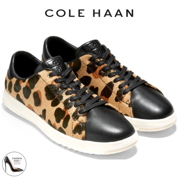 Cole Haan GrandPro tennis sneaker Lace Up Low-Top Leopard Cheetah Animal Print 8 - Picture 1 of 16